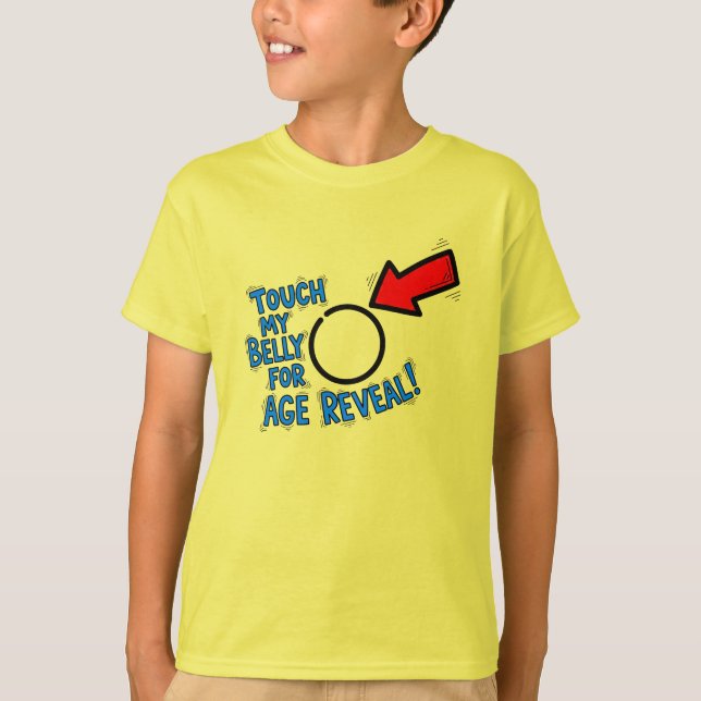 Funny Age Reveal Interactive Belly T Shirt (Framsida)