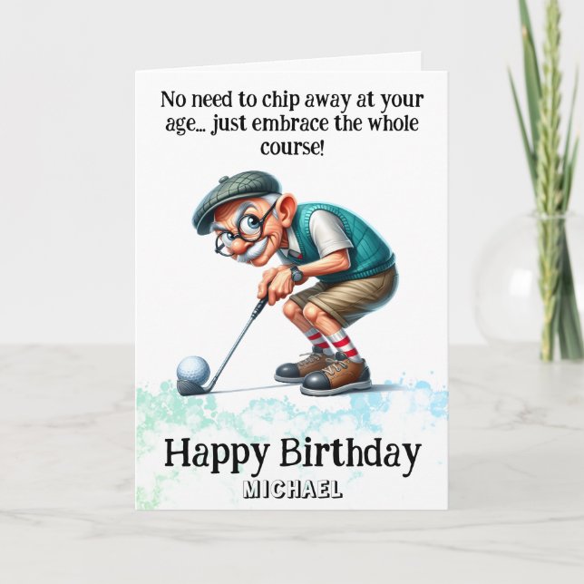 *~* Funny Age Senior AP94 Golfer Birthday Card Tack Kort (Framsida)