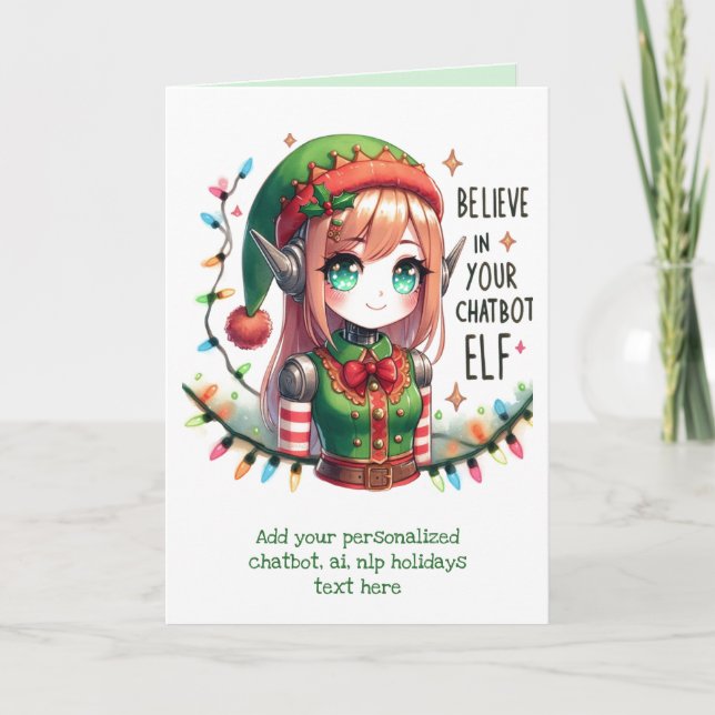 Funny Ai Chatbot Elf Greeting Card Corporate Helgkort (Framsida)