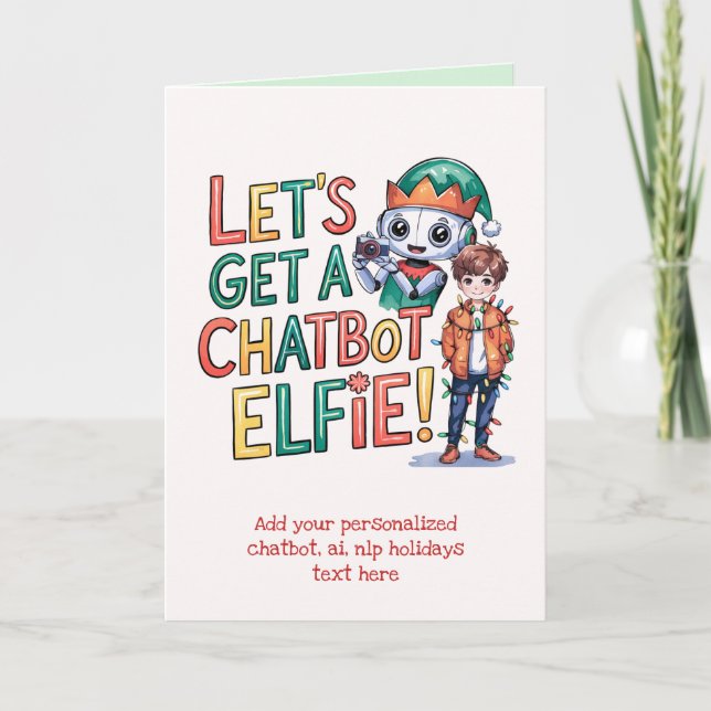 Funny Ai Chatbot Elf Greeting Card Corporate Helgkort (Framsida)