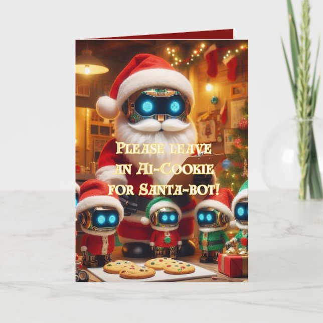 Funny Ai Chatbot Santa Greeting Card Corporate Helgkort (Framsida)
