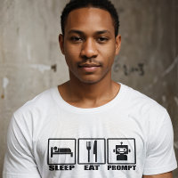 Funny AI-fråga T-Shirt | Black White Robot Eat