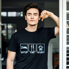 Funny AI-fråga T-Shirt | Black White Robot Eat