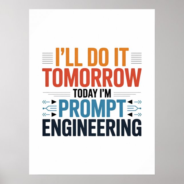 Funny AI-prompt-tekniker Geek-offert Poster (Framsidan)