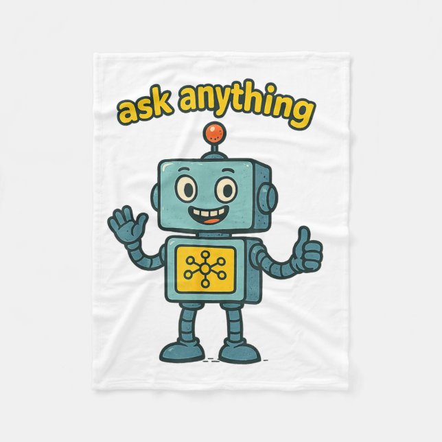 Funny Ai Robot With Ask Anything Quote _ Geek Tee  Fleecefilt (Framsidan)