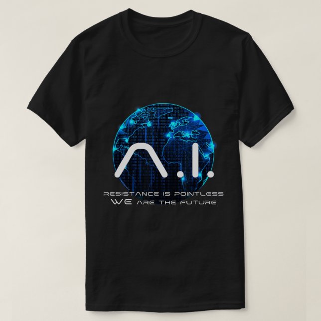 Funny AI Singularitetskonspirationsteori Maskin Le T Shirt (Design framsida)
