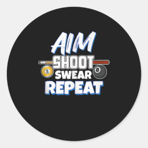Funny Aim Bassäng Player Gift Billiard Bollar Runt Klistermärke