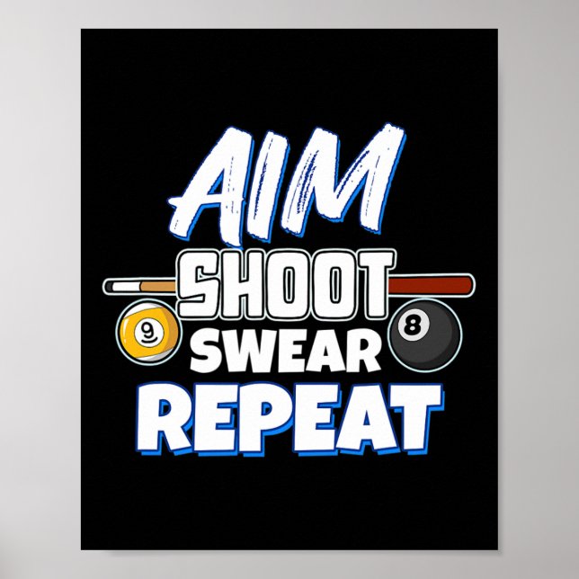 Funny Aim Bassäng Player Gift Billiard Poster (Framsidan)