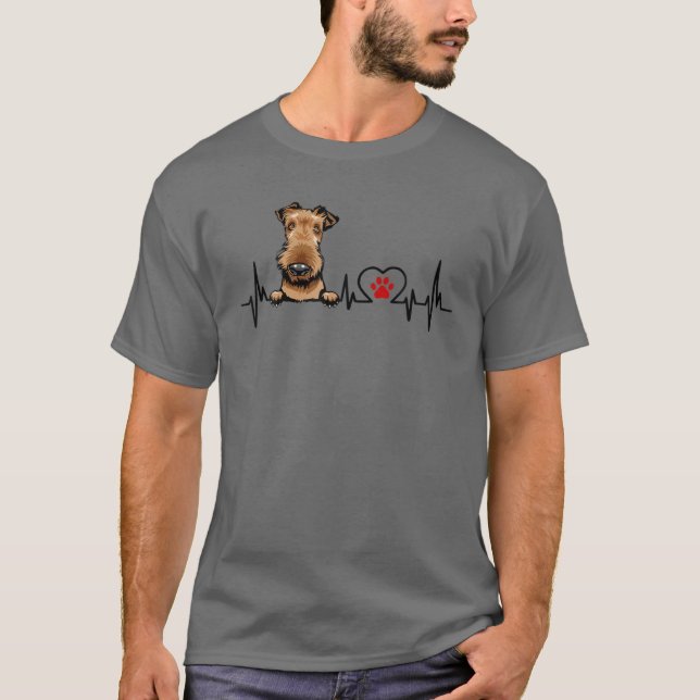 Funny Airedale Heartslag Hund älskare T Shirt (Framsida)