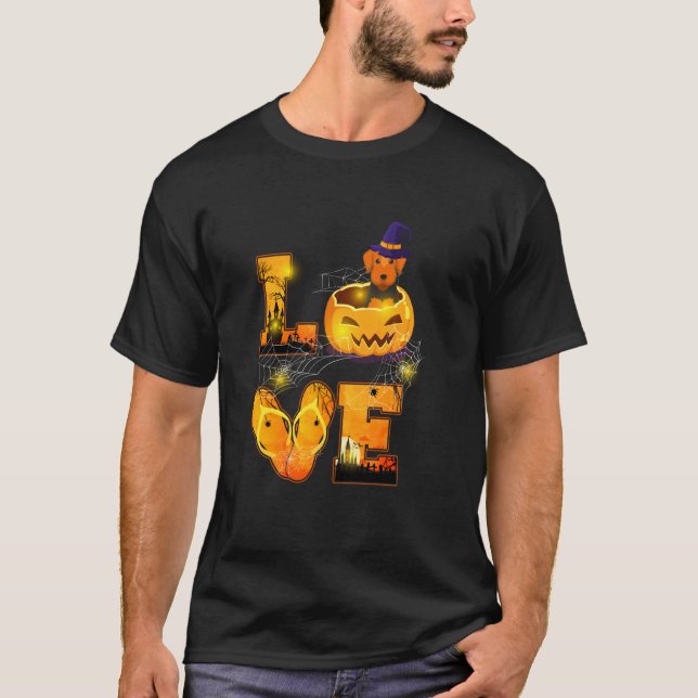 Funny Airedale Terrier Halloween T Shirt (Framsida)