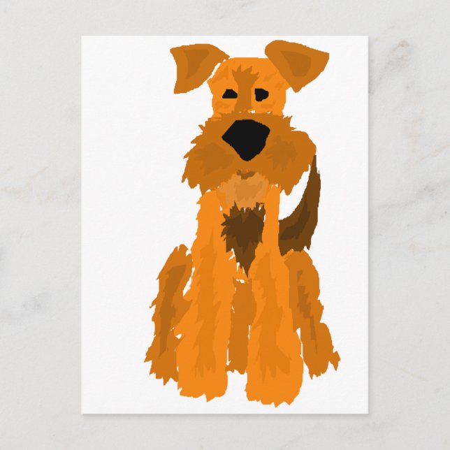 Funny Airedale Terrier Hund Art Vykort (Framsida)