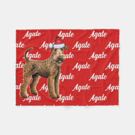 Funny Airedale Terrier Namn, mönstrad jul Fleecefilt