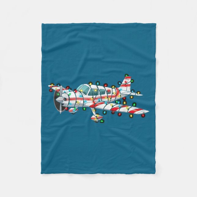 Funny Airplane Christmas Graphics Lights Lover  Fleecefilt (Framsidan)