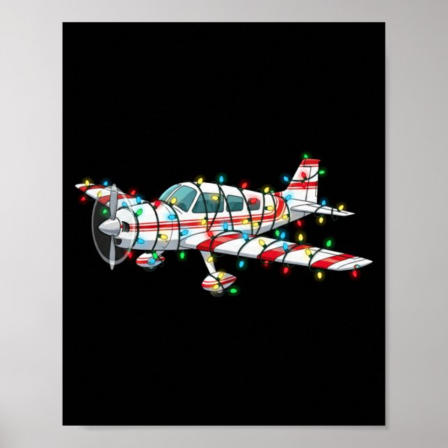 Funny Airplane Christmas Graphics Lights Lover Lon Poster (Framsidan)