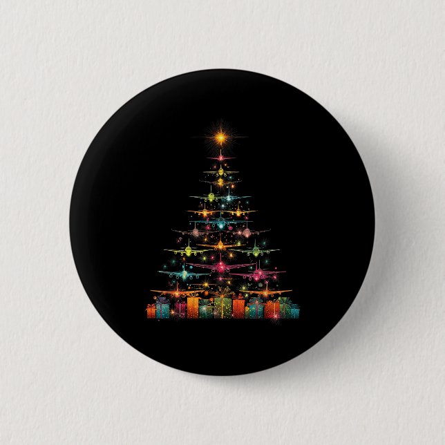 Funny Airplanes Christmas Tree Graphic Air Planes  Knapp (Framsida)