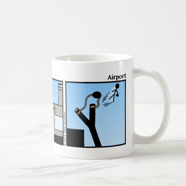 Funny Airport Stickman Mugg - 020 (Höger)