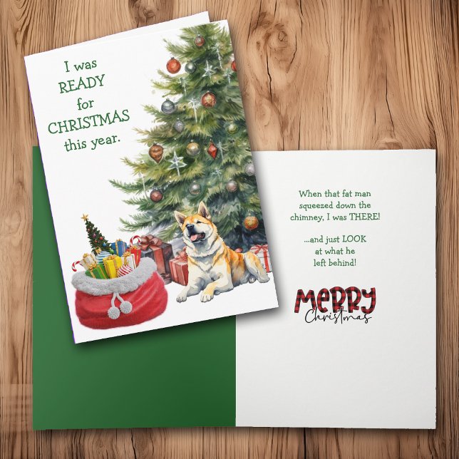 Funny Akita Hund Redo till jul Helgkort (Skapare uppladdad)