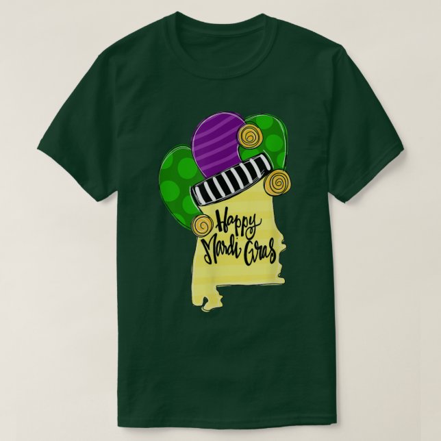 Funny Alabama Lycklig Mardi Gras Carnival Helgdag T Shirt (Design framsida)