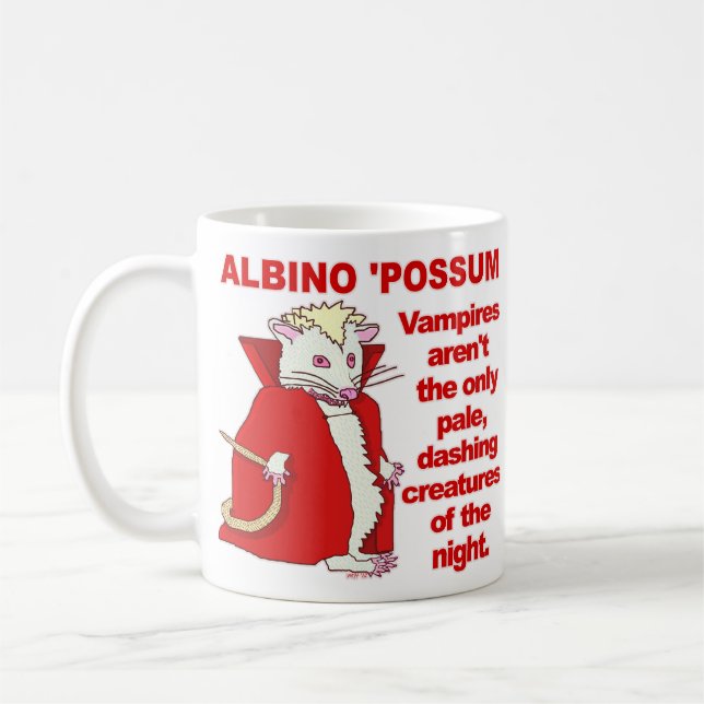 Funny Albino Possum Vampire Animal Kaffemugg (Vänster)