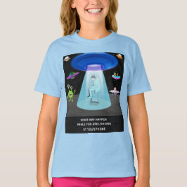Funny Alien Abduction Phone Distraction Sci-Fi  T Shirt