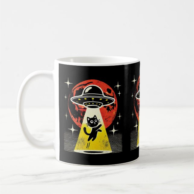Funny Alien Cat Abduction Cat Lovers & Pet Owners Kaffemugg (Vänster)