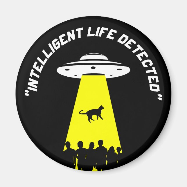 Funny Alien Cat Abduction Magnet (Framsidan)