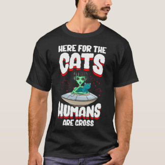 Funny Alien Cat Abductor Halloween Humor T Shirt