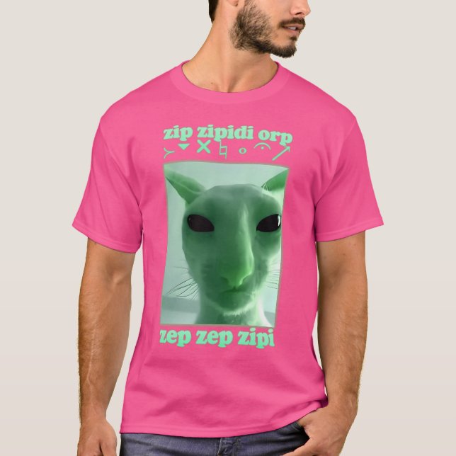 Funny Alien Cat Brainrot Meme Gift T Shirt (Framsida)