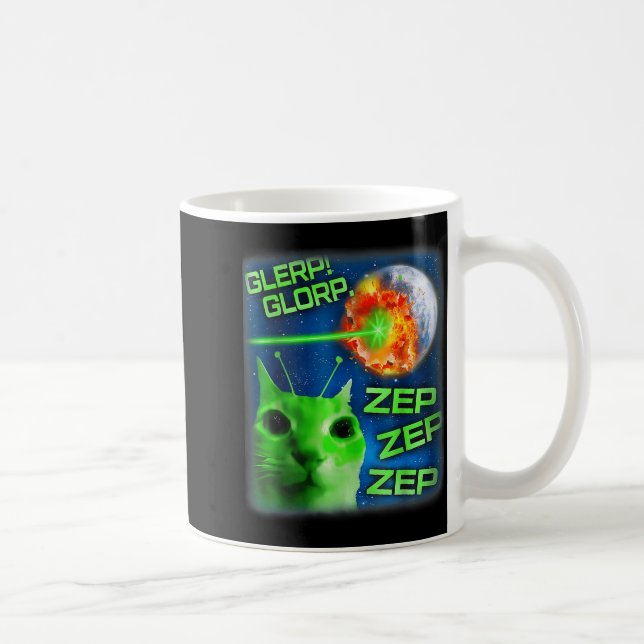 Funny Alien Cat Meme Mens Women Kids Glerp Glorp C Kaffemugg (Höger)