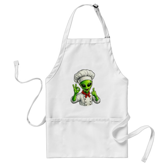 Funny Alien Chef Design Cute Space Cook With Chef Förkläde (Framsidan)