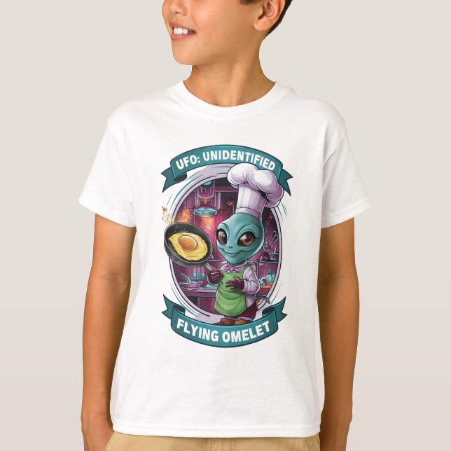 Funny Alien Chef UFO T Shirt (Framsida)