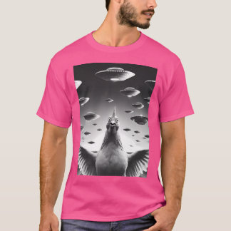 Funny Alien Chicken Ufo Dairy Chicken Selfie with T Shirt
