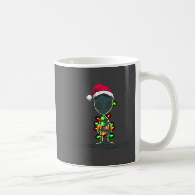 Funny Alien Christmas Graphics Lights Lover Extrat Kaffemugg (Höger)
