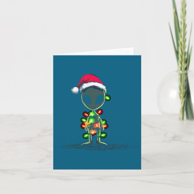 Funny Alien Christmas Graphics Lights Lover Extrat Kort (Framsida)