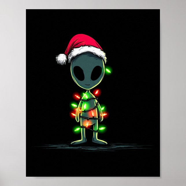 Funny Alien Christmas Graphics Lights Lover Extrat Poster (Framsidan)