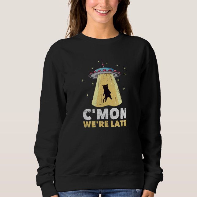 Funny Alien Distress Cat Abduction C Mon We Re L T Shirt (Framsida)