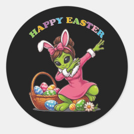 Funny Alien Easter Bunny Dabbing Cute Easter Egg Runt Klistermärke