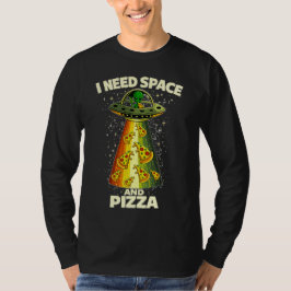 Funny Alien Head Eating Pizza UFO Extraterrestrial T Shirt