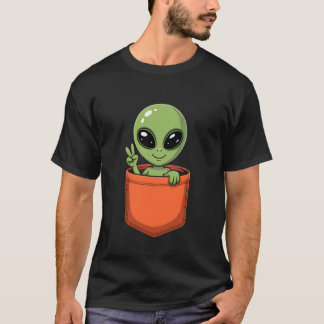 Funny Alien in Pocket Sighting Research Paranormal T Shirt