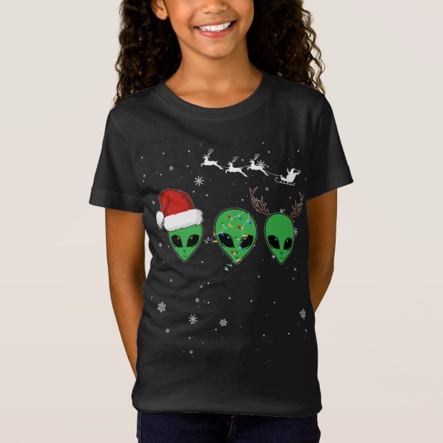 Funny Alien jul Pajama Matching Costume Spac T Shirt (Framsida)