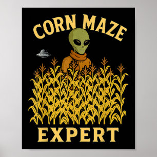 Funny Alien Maj Maze Expert Fall Kids Halloween U Poster
