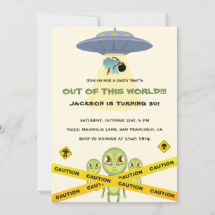 Funny Alien och Spaceshift Birthday Inbjudningar