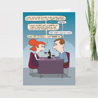 Funny Alien Probe Birthday Kort