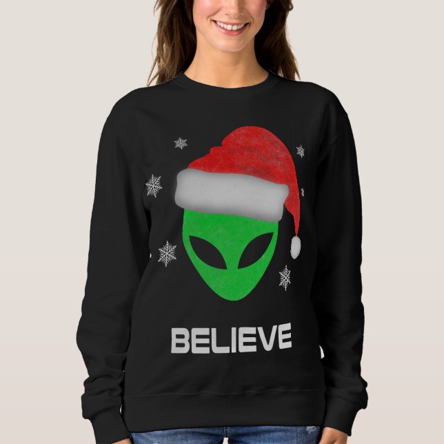 Funny Alien Santa Julafton Gift T Shirt (Framsida)
