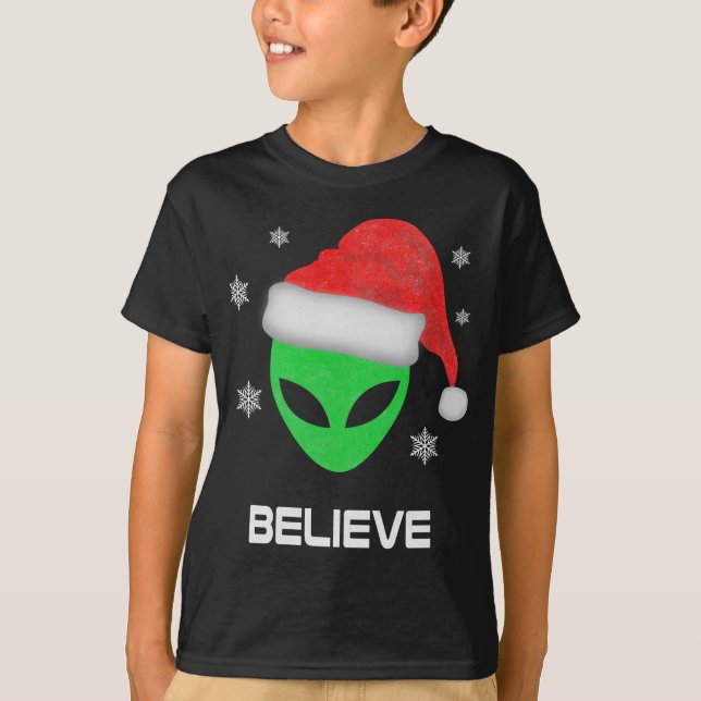 Funny Alien Santa Julafton Gift T Shirt (Framsida)