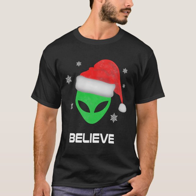 Funny Alien Santa Julafton Gift T Shirt (Framsida)
