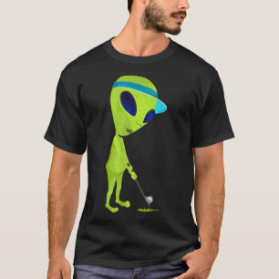 Funny Alien Spela Golf Parody Golfer UFO Golfing T Shirt