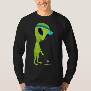 Funny Alien Spela Golf Parody Golfer UFO Golfing T Shirt