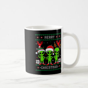 Funny Alien Trio Merry Ugly jul Santa Hat Gi Kaffemugg