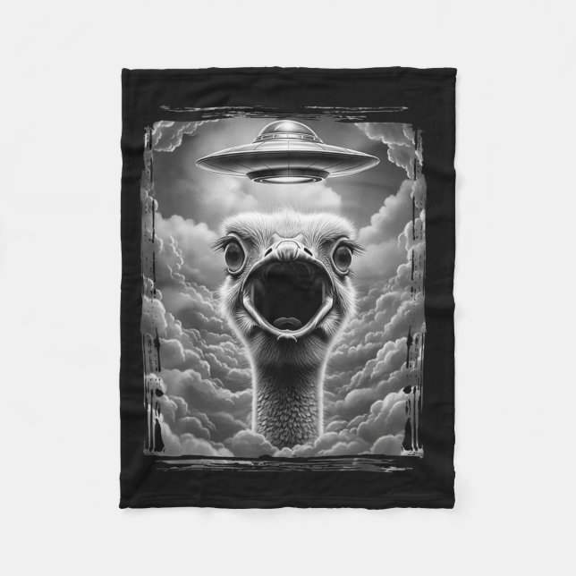 Funny Alien Turkey Ufo Selfie Thanksgiving Men Wom Fleecefilt (Framsidan)